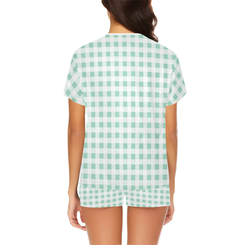 Mint Green Gingham Women's Short Pajama Set