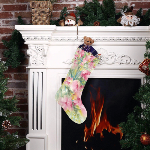 Pink Dreamy Flowers watercolors -floral Christmas Stocking