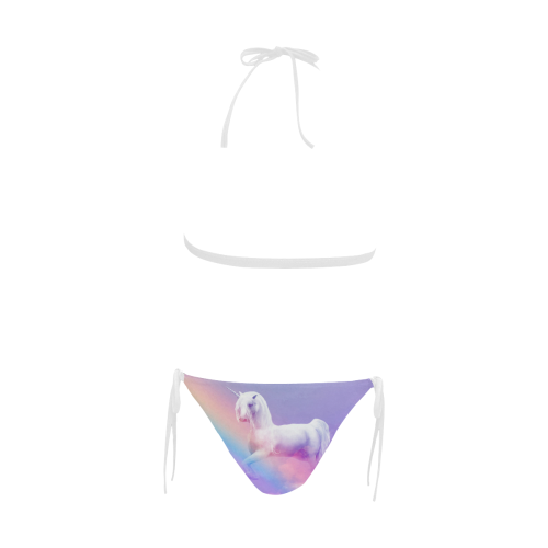 Unicorn and Rainbow Buckle Front Halter Bikini Swimsuit (Model S08)