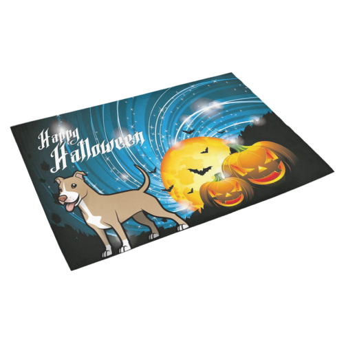 Happy Halloween American Pitbull Terrier Azalea Doormat 30" x 18" (Sponge Material)