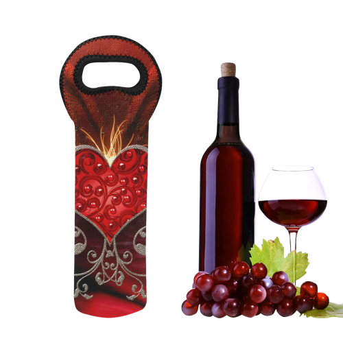 Wonderful heart with wings Neoprene Wine Bag