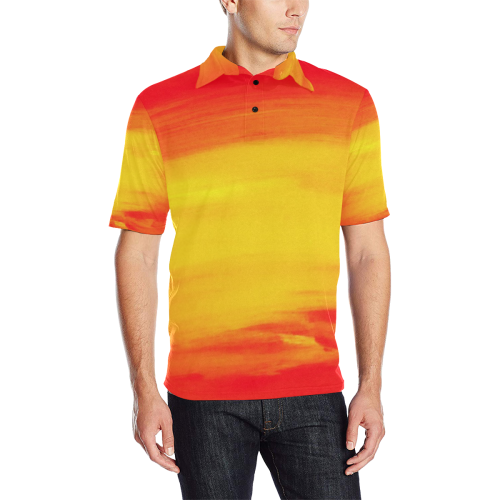 Orange Sunset Vision Men Men's All Over Print Polo Shirt (Model T55)