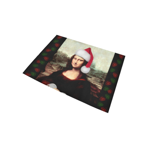 Christmas Mona Lisa with Santa Hat Area Rug 5'3''x4'