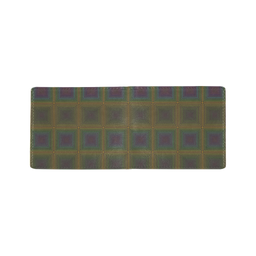 Pale purple golden multicolored multiple squares Mini Bifold Wallet (Model 1674)