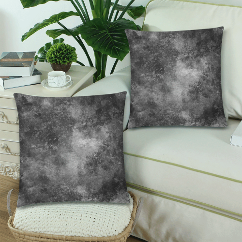 Black Grunge Custom Zippered Pillow Cases 18"x 18" (Twin Sides) (Set of 2)