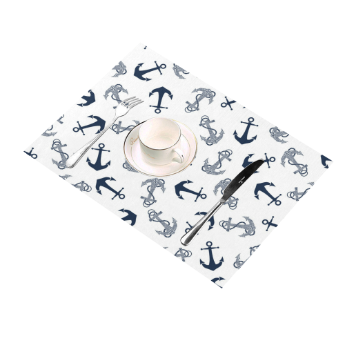 Navy on White Anchor Pattern Placemat 14’’ x 19’’ (Four Pieces)