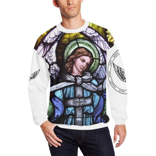 Archangel Paint Men's Oversized Fleece Crew Sweatshirt (Model H18)