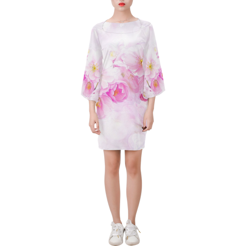Delicate floral 418 by JamColors Bell Sleeve Dress (Model D52)