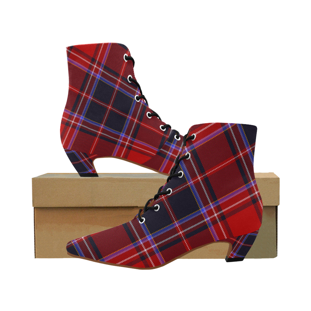 plaid kitten heel booties