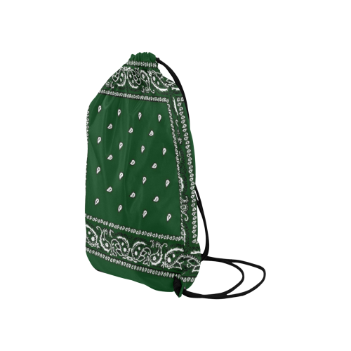 KERCHIEF PATTERN GREEN Small Drawstring Bag Model 1604 (Twin Sides) 11"(W) * 17.7"(H)