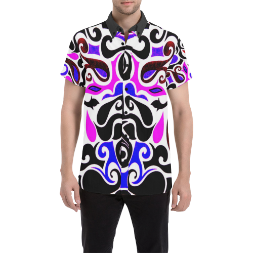 retro swirl abstract 2 Men's All Over Print Short Sleeve Shirt (Model T53)
