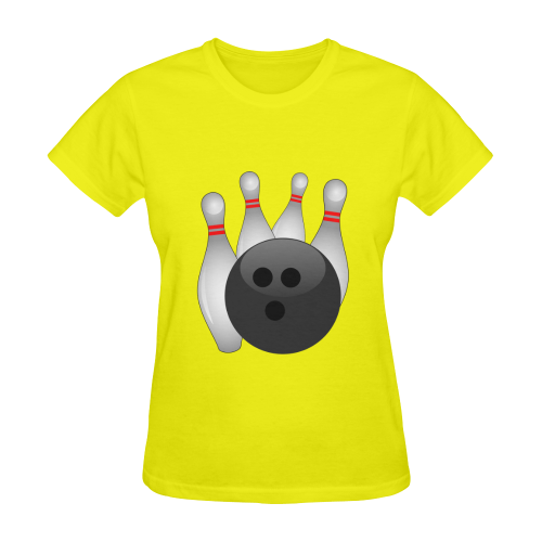 Sports Bowling Ball And Pins Yellow Sunny Women's T-shirt (Model T05)