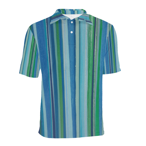 painted stripe Men's All Over Print Polo Shirt (Model T55)