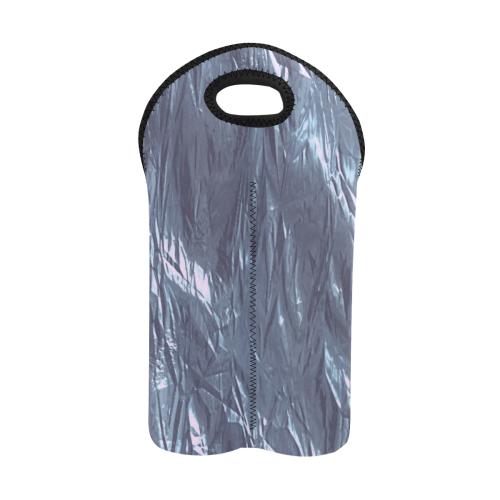 crumpled foil blue 2-Bottle Neoprene Wine Bag