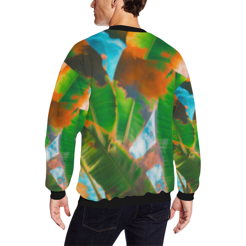 Painted leafs All Over Print Crewneck Sweatshirt for Men/Large (Model H18)