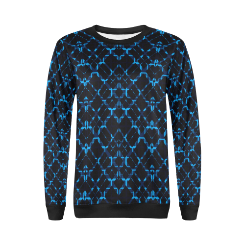 Diagonal Blue & Black Plaid  modern style All Over Print Crewneck Sweatshirt for Women (Model H18)
