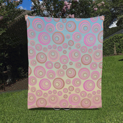 Retro Psychedelic Pink and Blue Quilt 50"x60"