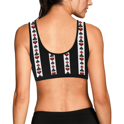 Playing Card Symbols Stripes Women's All Over Print Sports Bra (Model T52)