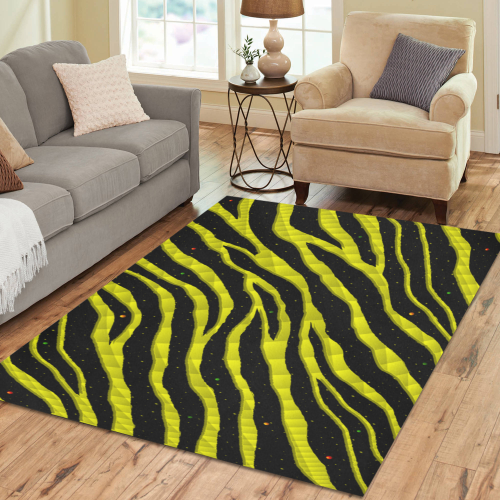 Ripped SpaceTime Stripes - Yellow Area Rug7'x5'