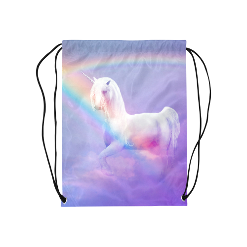 Unicorn and Rainbow Medium Drawstring Bag Model 1604 (Twin Sides) 13.8"(W) * 18.1"(H)