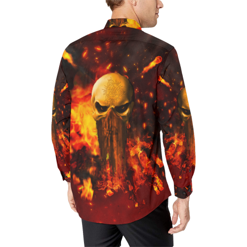 Amazing skull with fire Men's All Over Print Casual Dress Shirt (Model T61)