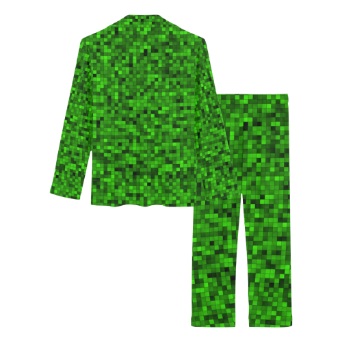 Green Mosaic Women's Long Pajama Set