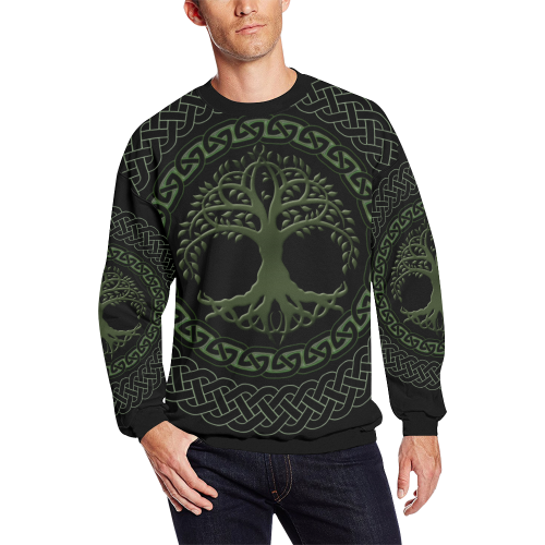 Awesome Celtic Tree Of Life Men's Oversized Fleece Crew Sweatshirt (Model H18)