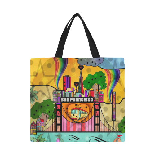 San Francisco by Nico Bielow All Over Print Canvas Tote Bag/Large (Model 1699)