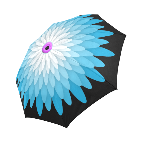Flower Of Paper Cut - Turquoise Auto-Foldable Umbrella (Model U04)