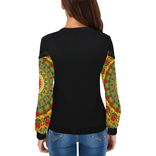 Garden Mandala Women's Fringe Detail Sweatshirt (Model H28)