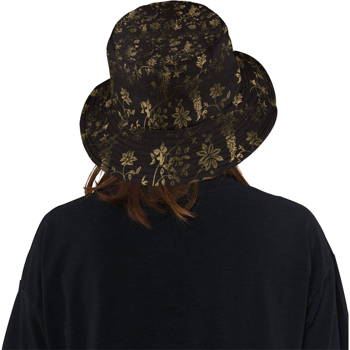 Gothic Victorian Black And Gold Pattern All Over Print Bucket Hat ID