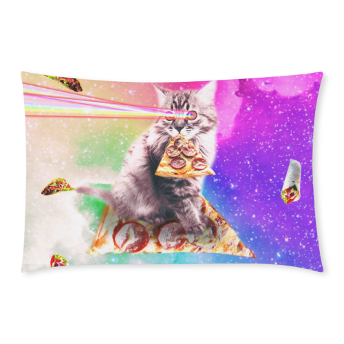 Outer Space Pizza Cat - Rainbow Laser, Taco, Burrito 3-Piece Bedding Set