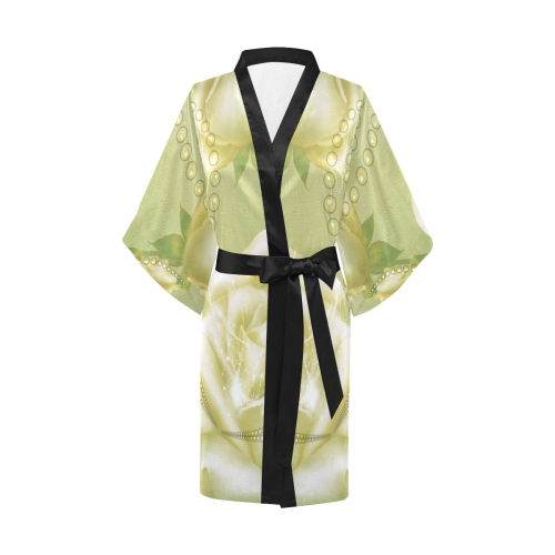 Beautiful soft green roses Kimono Robe