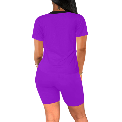 color dark violet Women's Short Yoga Set