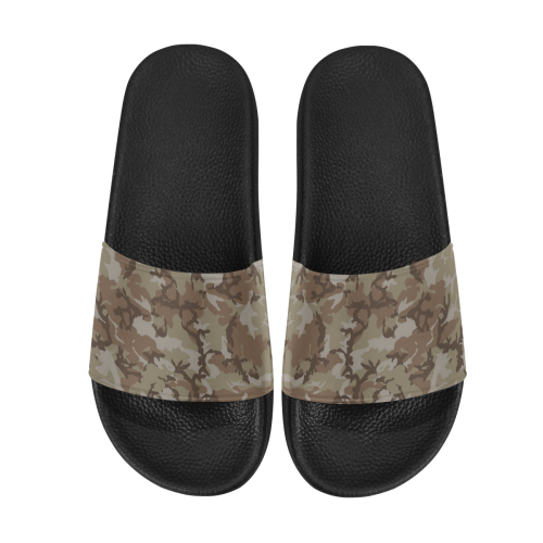 Woodland Desert Brown Camouflage Men's Slide Sandals (Model 057)