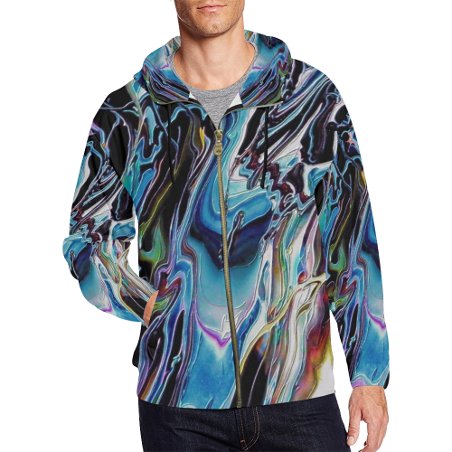 Downhill All Over Print Full Zip Hoodie for Men/Large Size (Model H14)