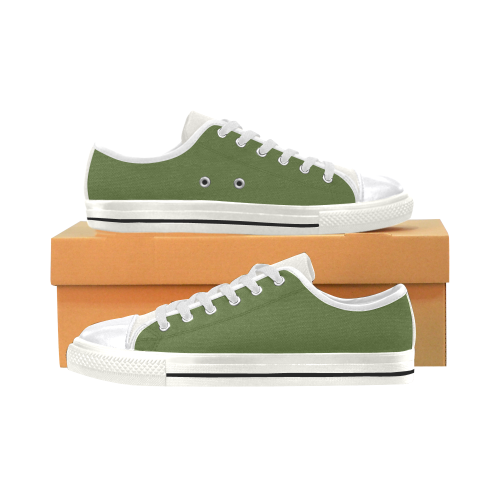 color dark olive green Women's Classic Canvas Shoes (Model 018)