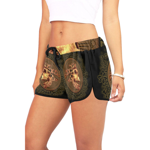 Amazing skull with floral elements Women's All Over Print Relaxed Shorts (Model L19)