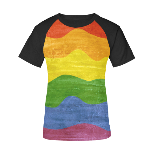Gay Pride - Rainbow Flag Waves Stripes 3 Women's Raglan T-Shirt/Front Printing (Model T62)