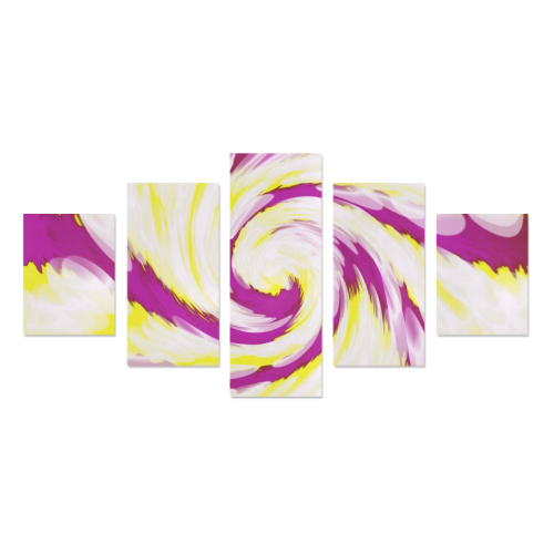 Pink Yellow Tie Dye Swirl Abstract Canvas Print Sets B (No Frame)