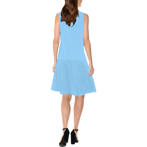 color light sky blue Sleeveless Splicing Shift Dress(Model D17)