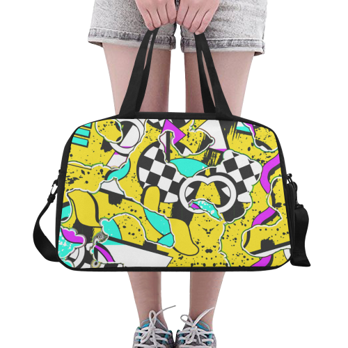 Shapes on a yellow background Fitness Handbag (Model 1671)