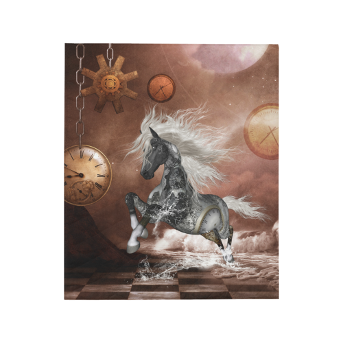 Amazing steampunk horse, silver Quilt 50"x60"