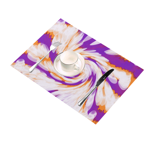 Purple Orange Tie Dye Swirl Abstract Placemat 14’’ x 19’’ (Set of 2)
