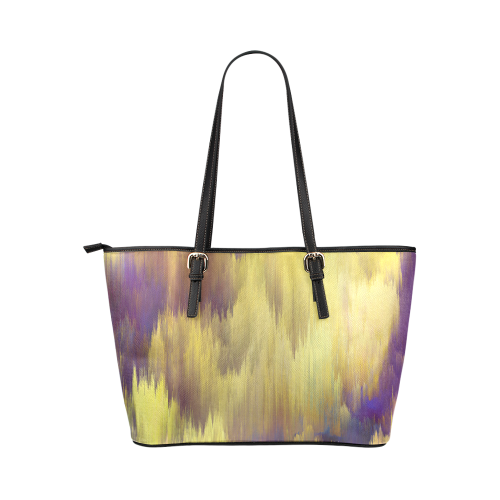 glitch art #colors Leather Tote Bag/Large (Model 1651)