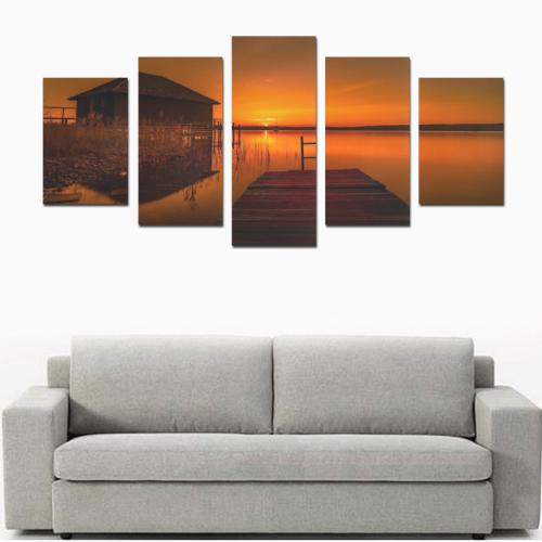 Dockside Sunset Canvas Print Sets D (No Frame)