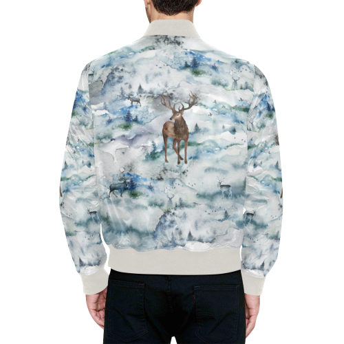 Oh My Deer All Over Print Quilted Bomber Jacket for Men (Model H33)