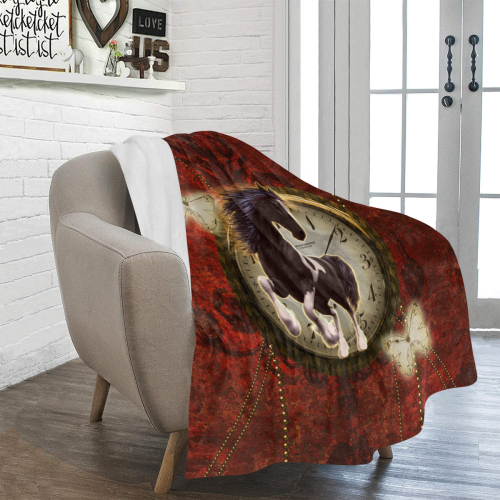 Wonderful horse on a clock Ultra-Soft Micro Fleece Blanket 50"x60"