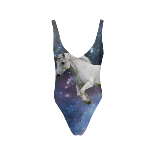 Unicorn and Space Sexy Low Back One-Piece Swimsuit (Model S09)