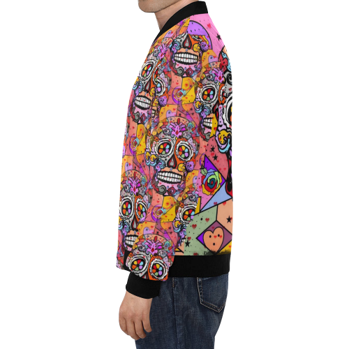 Skull Popart by Nico Bielow All Over Print Bomber Jacket for Men/Large Size (Model H19)